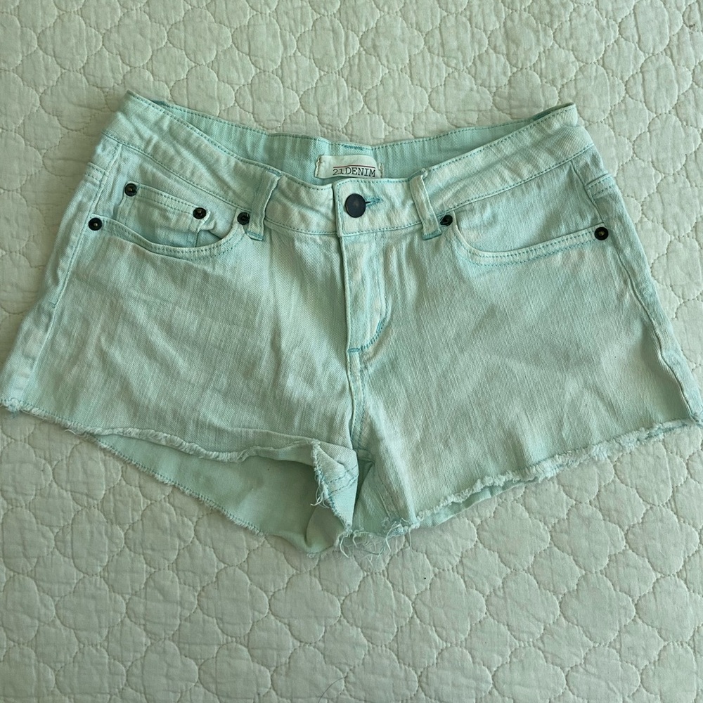 Forever 21 Teal Lightwash Denim Shorts